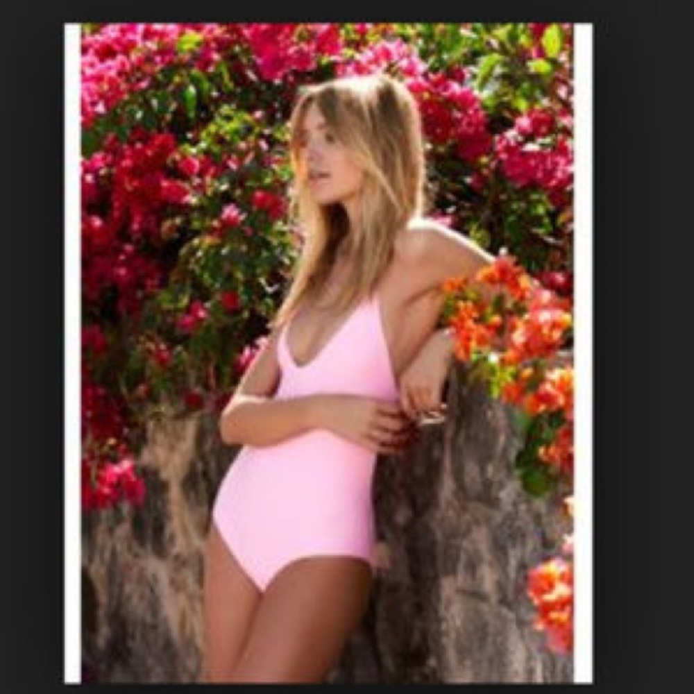 pink one piece bathing suit